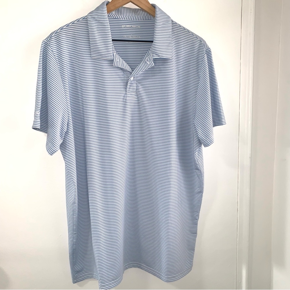Bonobos Light Blue and White Striped Polo Shirt size large #polo #golf shirt